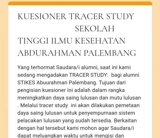 Kuesioner Tracer Study STIKES Abdurahman Palembang